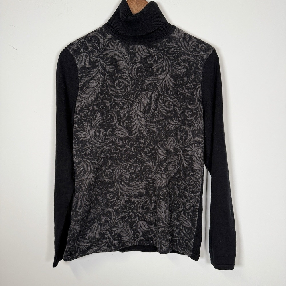 Lauren Ralph Lauren Sweater Turtleneck Victorian‎ Black Grey Size XL Cotton